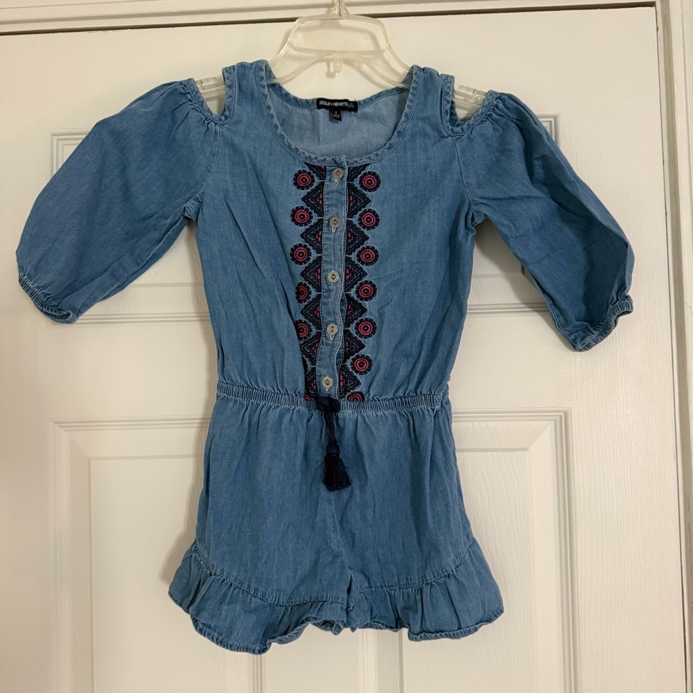 Sequin Hearts Light Blue Denim Top